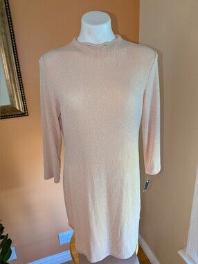 NEW Woman’s XL Sparkle Long-Sleeve Shift Dress in Blush Size XL